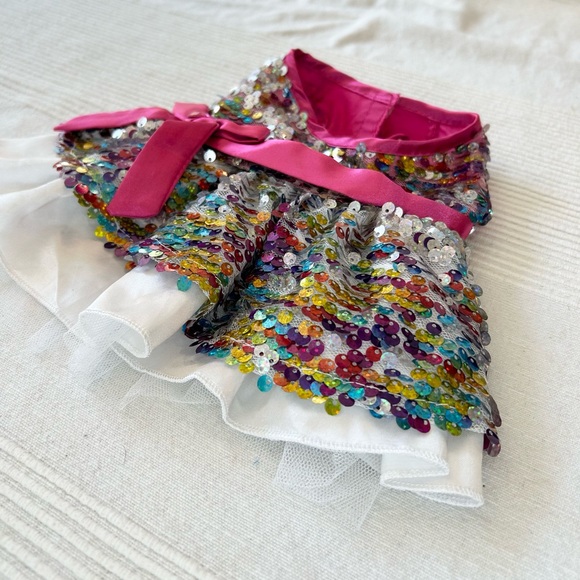 Build A Bear Sequin Dress Multicolor Sparkly Ruffle Pink Bow Dress - Picture 2 of 7